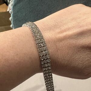 Silver Tone Crystal Tennis Bracelet - Women's Jewelry